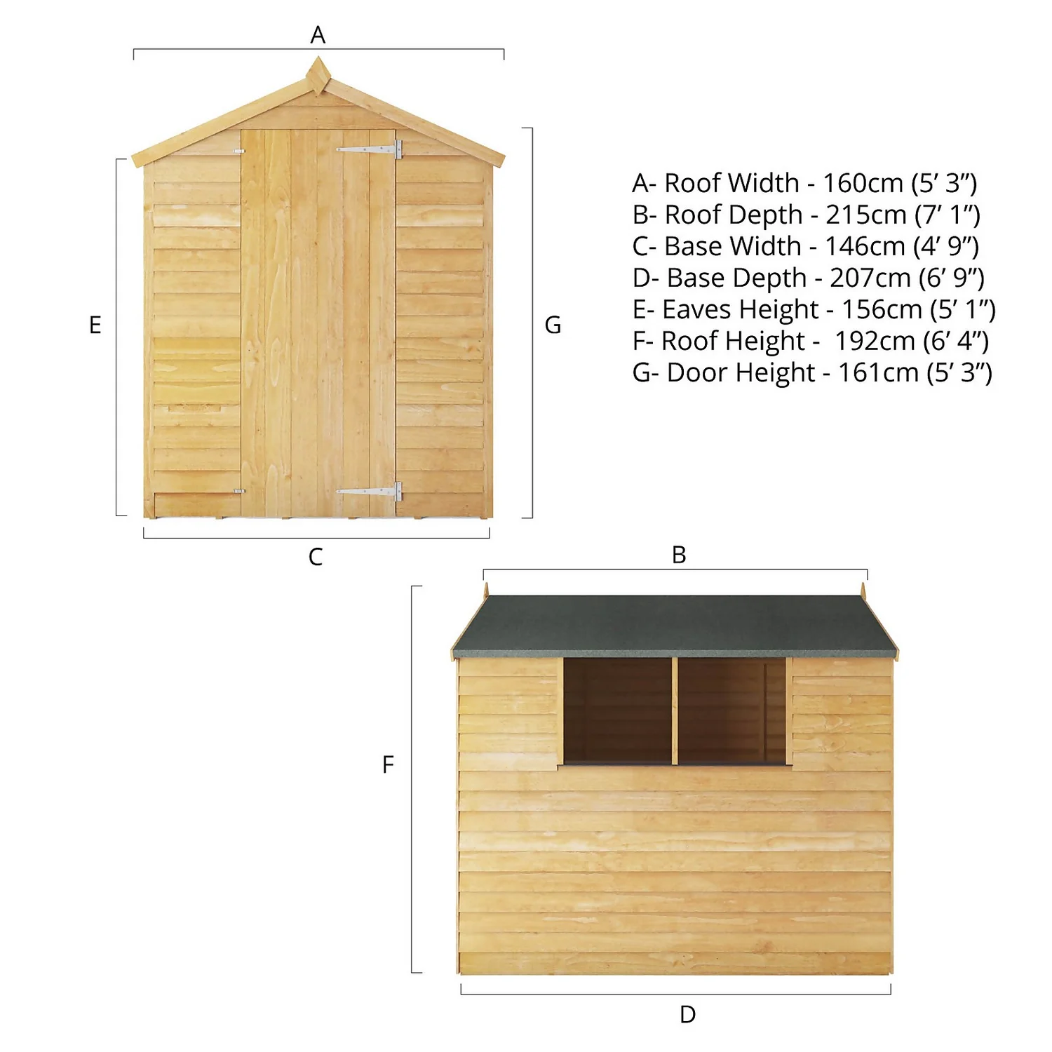 Mercia 7x5ft Overlap Apex Shed 11 Mercia 7x5ft Overlap Apex Shed - Image 9