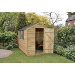 8x6ft Forest Natural Timber Overlap Apex Pressure Treated Wooden Shed -Garden Furniture Store 12810904 1374845600371583