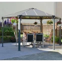 Palram - Canopia Monaco Hexagonal Garden Gazebo Grey -Garden Furniture Store 12810973 1644924172856303