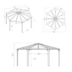 Palram - Canopia Monaco Hexagonal Garden Gazebo Grey -Garden Furniture Store 12810973 2024924172811849