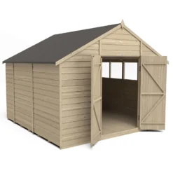 Forest 10 X 10ft Overlap Pressure Treated Double Door Apex Shed -Garden Furniture Store 12823848 6894833219639501