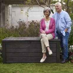 Keter Westwood Outdoor Garden Storage Box 570L - Brown -Garden Furniture Store 12828828 1424858568511597