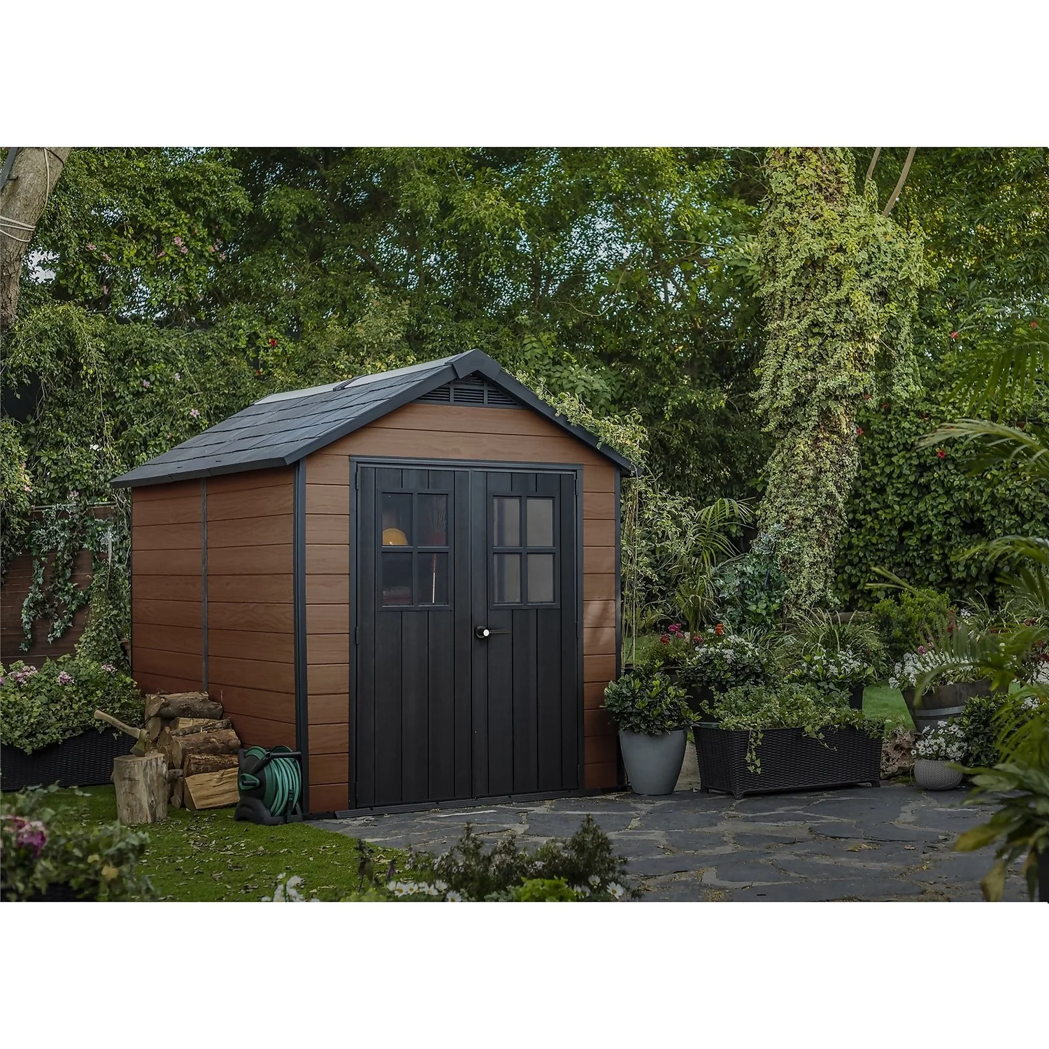 Keter Newton 7.5 X 9ft Outdoor Plastic Garden Storage Shed - Brown 12 Keter Newton 7.5 X 9ft Outdoor Plastic Garden Storage Shed - Brown - Image 10
