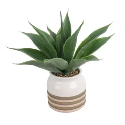 Artificial Aloe Vera In Striped Pot -Garden Furniture Store 12879278 1824858347884700