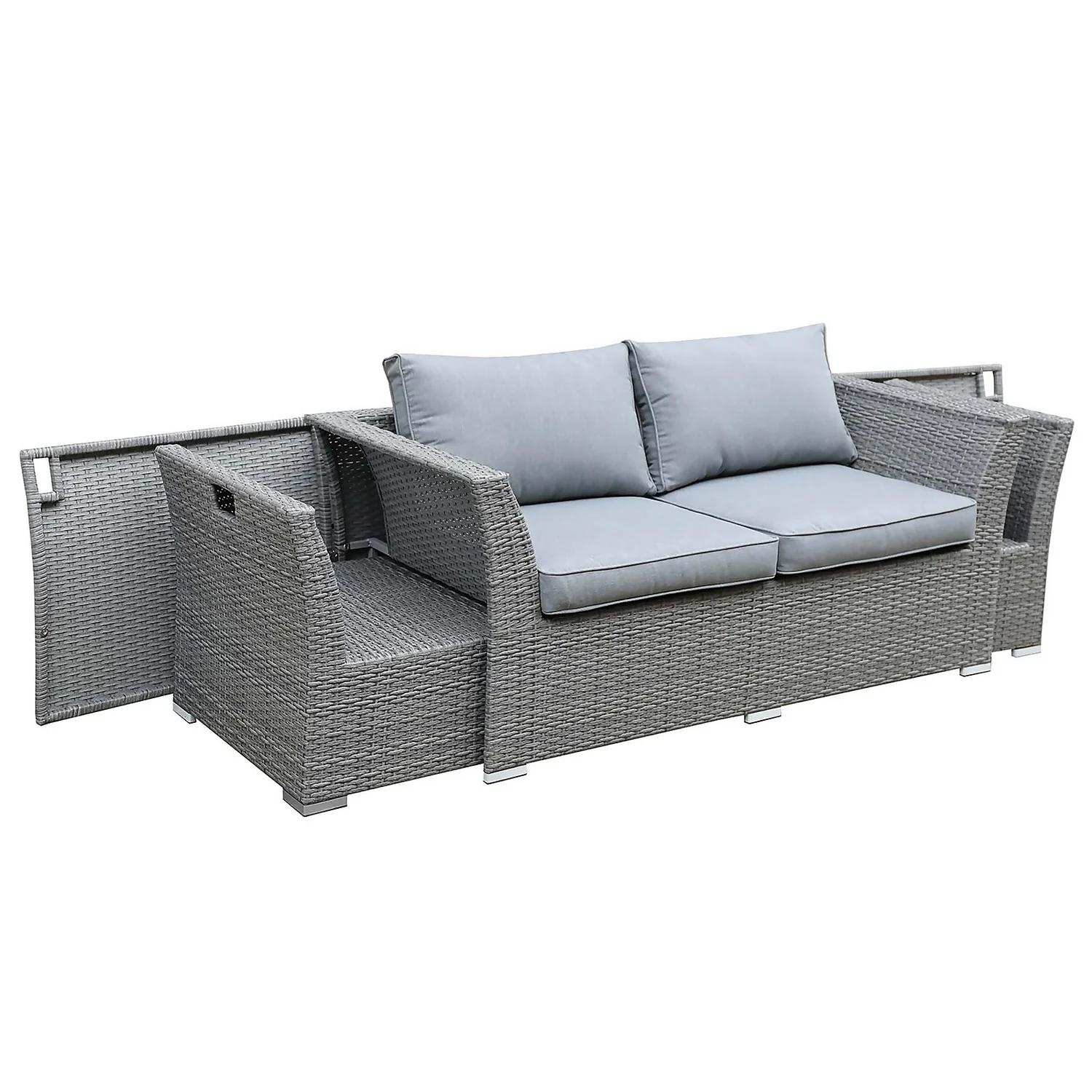 Bambrick 6 Seater Grey Rattan Garden Sofa Set 6 Bambrick 6 Seater Grey Rattan Garden Sofa Set - Image 4