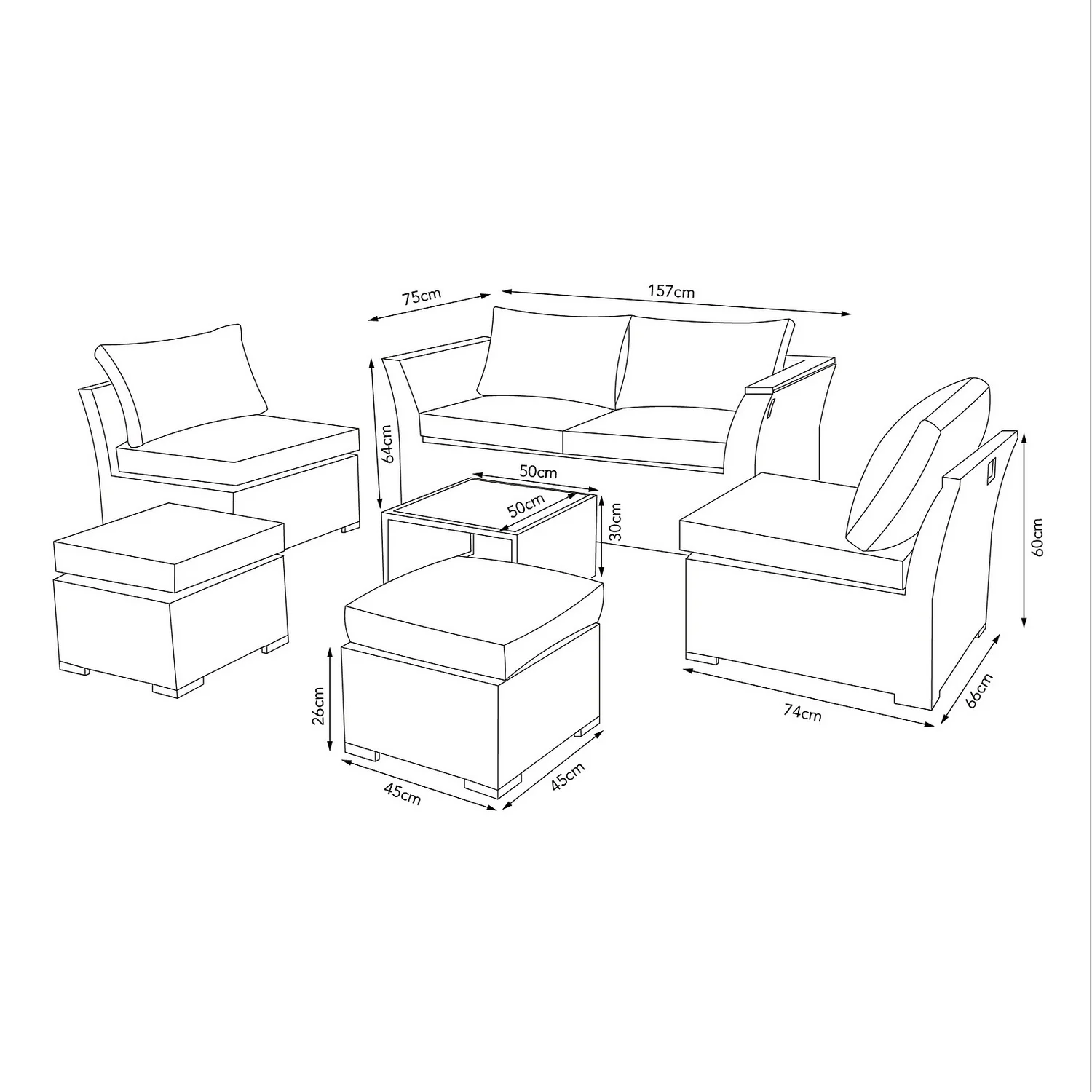 Bambrick 6 Seater Grey Rattan Garden Sofa Set 11 Bambrick 6 Seater Grey Rattan Garden Sofa Set - Image 9