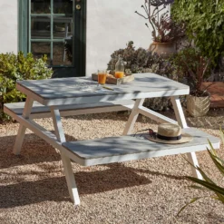 Picnic Bench - White & Grey -Garden Furniture Store 12885210 1454853415433776