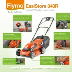 Flymo 1400W EasiStore 340R Electric Lawn Mower - 34cm -Garden Furniture Store 12885911 2254846175325273