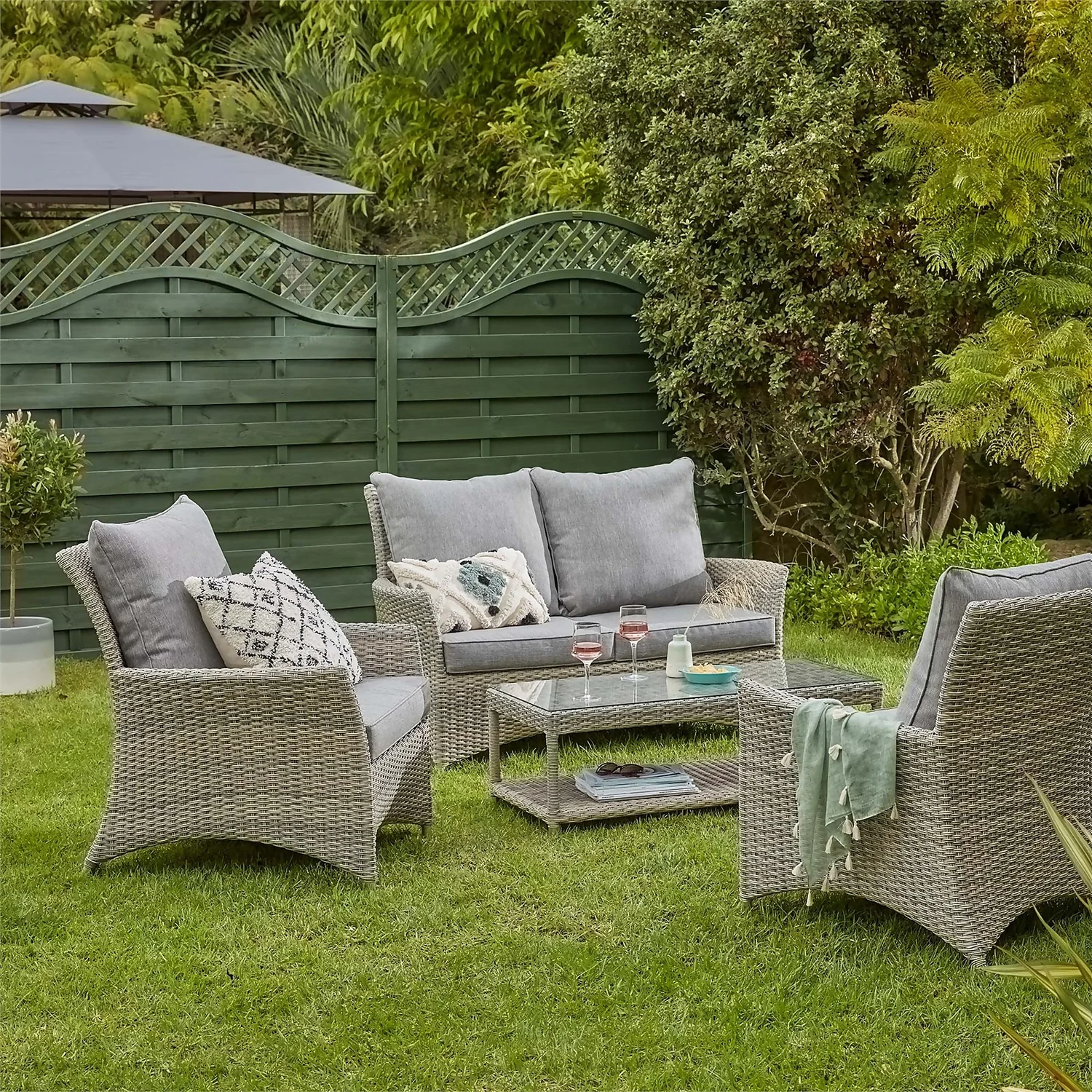 Florence 4 Seater Grey Rattan Garden Sofa Set 3 Florence 4 Seater Grey Rattan Garden Sofa Set