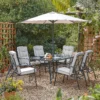 Rowly 6 Seater Garden Dining Set With Parasol -Garden Furniture Store 12887808 8875027610824553