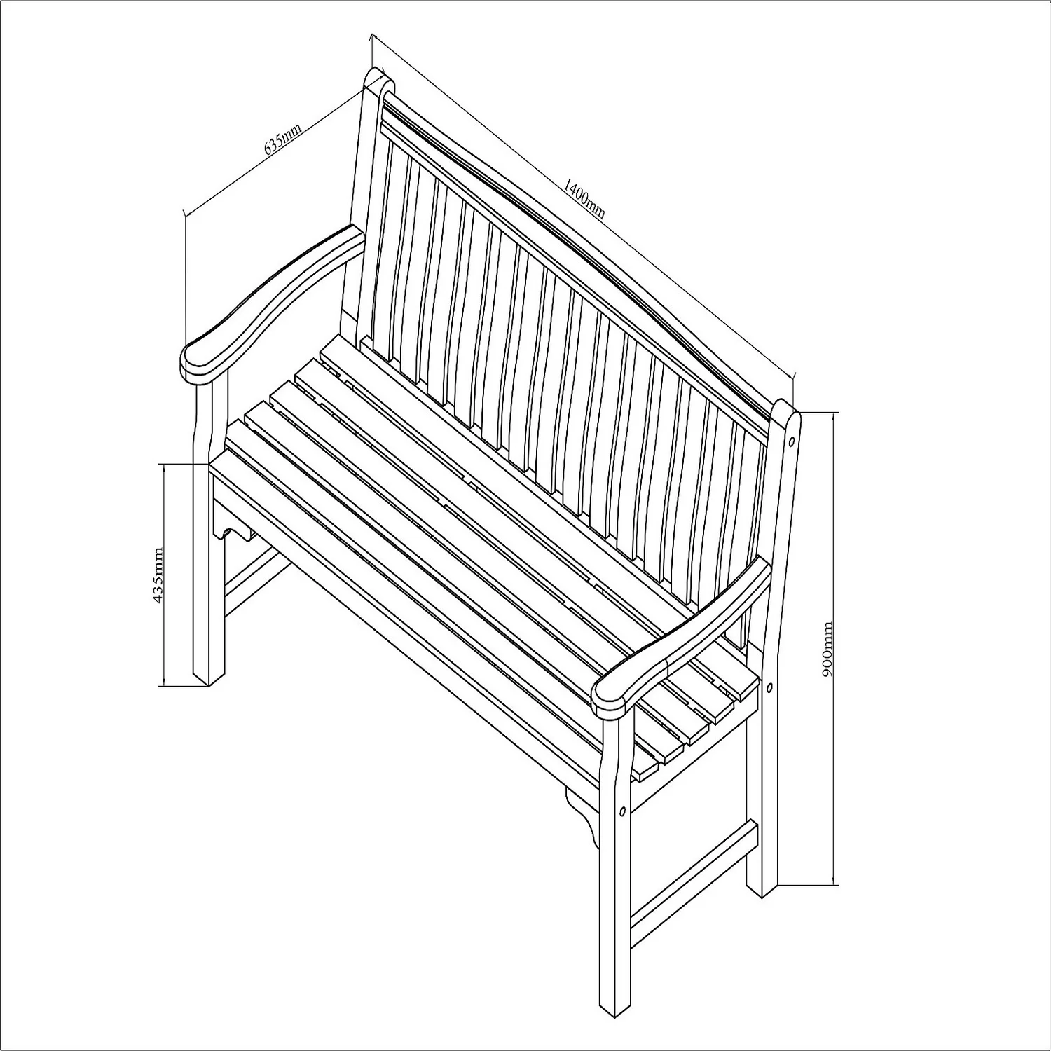 None Hungate 2 Seater Garden Bench 4 None Hungate 2 Seater Garden Bench - Image 2
