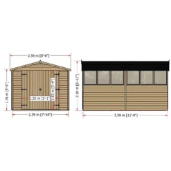 Shire 12 X 8ft Shed Overlap Double Door -Garden Furniture Store 13082803 1224862497953369