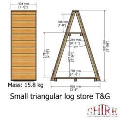 Shire Small Triangular Log Store Tongue And Groove -Garden Furniture Store 13082825 2104862456565036