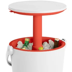 Keter GoBar Outdoor Ice Cooler Table Garden Furniture - Red / White -Garden Furniture Store 13412934 7814910901693408