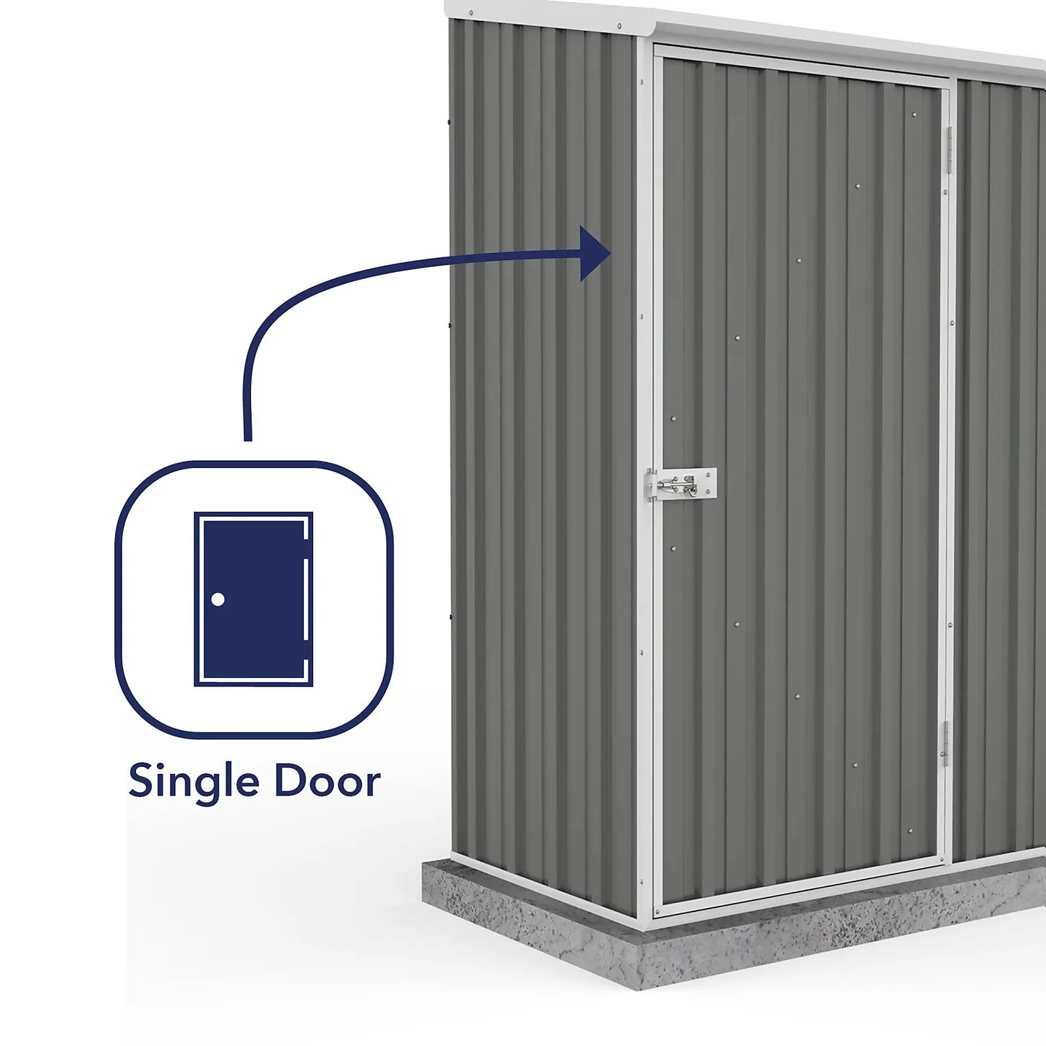 Absco 5 X 3ft Space Saver Metal Pent Shed - Grey 7 Absco 5 X 3ft Space Saver Metal Pent Shed - Grey - Image 5