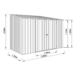 Absco 10 X 5ft Space Saver Metal Pent Shed - Zinc -Garden Furniture Store 13440842 1004929185520948