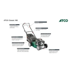 Atco 123ccc Classic 16S Petrol Lawn Mower - 41cm 14 Atco 123ccc Classic 16S Petrol Lawn Mower - 41cm -Garden Furniture Store 13483563 1084929328984659