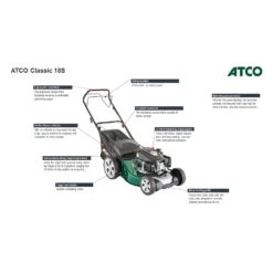 Atco 139cc Classic 18S Petrol Lawn Mower - 46cm -Garden Furniture Store 13483565 1664929335782785