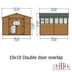 Shire 10 X 10ft Double Door Overlap Garden Shed - Including Installation -Garden Furniture Store 13505228 1384926471328884