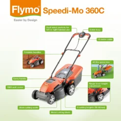 Flymo 1500W Speedi Mo 360C Electric Lawn Mower - 36cm -Garden Furniture Store 13524783 1144936626085281