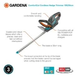 GARDENA ComfortCut Cordless 18V 50 Hedge Trimmer -Garden Furniture Store 13524828 1365049587635227
