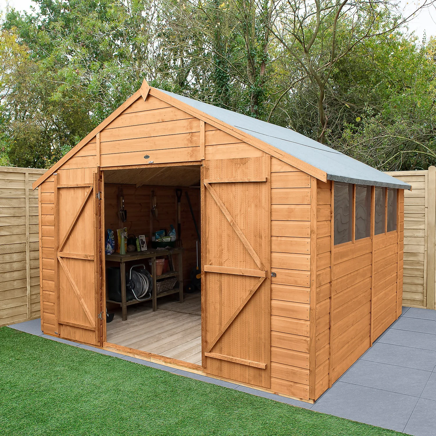 Shiplap Dip Treated 10x10ft Apex Shed - Double Door 4 Shiplap Dip Treated 10x10ft Apex Shed - Double Door - Image 2
