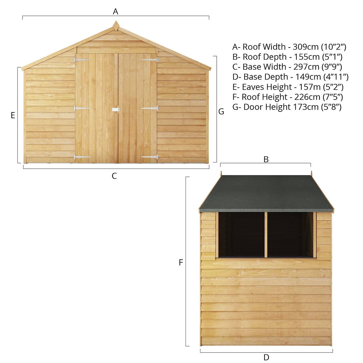 Mercia 5ft X 10ft Overlap Apex Shed - Including Installation 11 Mercia 5ft X 10ft Overlap Apex Shed - Including Installation - Image 9