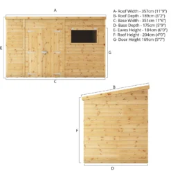 Mercia 12ft X 6ft Premium Shiplap Pent Shed - Including Installation -Garden Furniture Store 13555857 1974949334773919