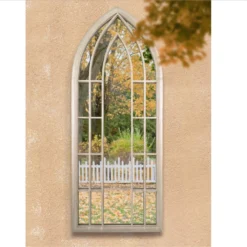 MirrorOutlet Somerley Sunflower Gothic Arch Large Garden Mirror - 150x61 Cm -Garden Furniture Store 13950558 9584987173091575