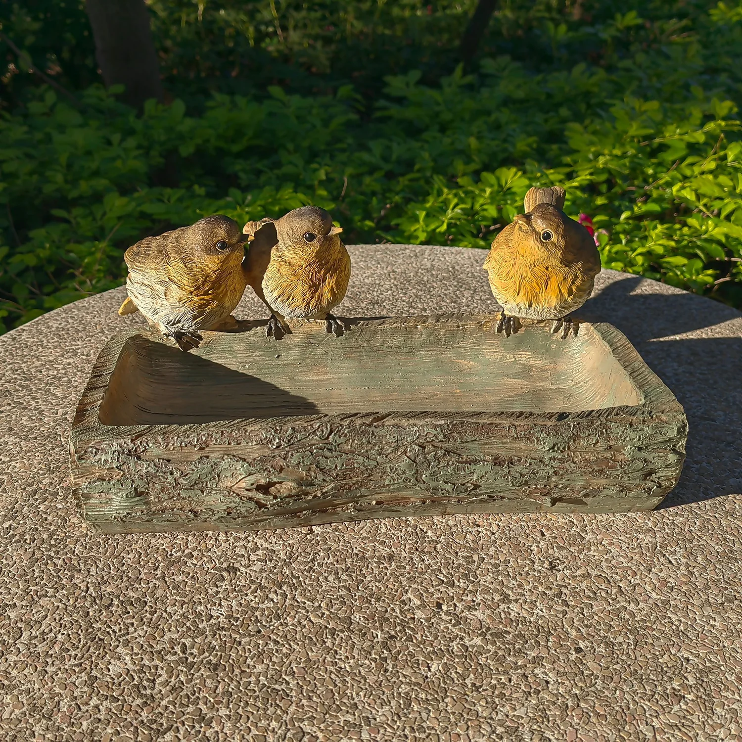 Homebase Wood Log Bird Bath With Birds 4 Homebase Wood Log Bird Bath With Birds - Image 2