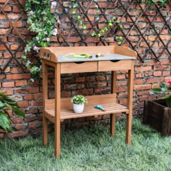 Garden Potting Bench With Two Drawers & Shelf -Garden Furniture Store 13967031 1225014369218912