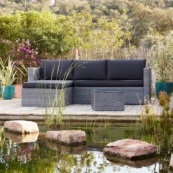 Alexandria Rattan Effect Garden Corner Sofa Set - Ash Grey -Garden Furniture Store 13971225 1355022704388195