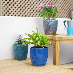 Chiswick Textured Pot Green - 38cm -Garden Furniture Store 13973628 1765011238462613