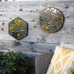 Round Laser Cut Outdoor Mirror 35cm - Bronze -Garden Furniture Store 13981008 1935005835535414