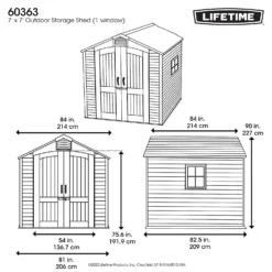 Lifetime 7x7ft Outdoor Storage Shed - Rough-Cut Grey 14 Lifetime 7x7ft Outdoor Storage Shed - Rough-Cut Grey -Garden Furniture Store 13997403 1555000054831001