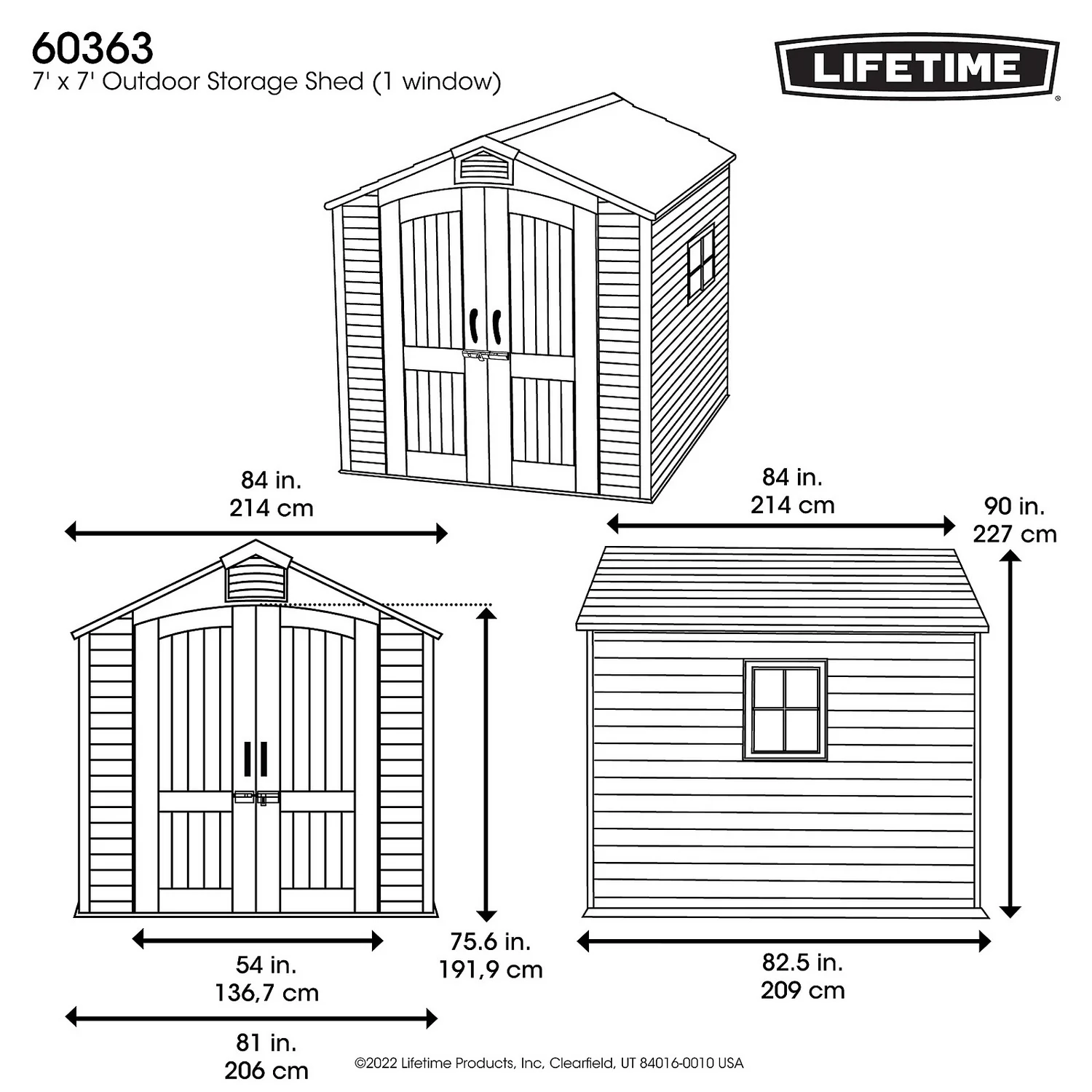Lifetime 7x7ft Outdoor Storage Shed - Rough-Cut Grey 5 Lifetime 7x7ft Outdoor Storage Shed - Rough-Cut Grey - Image 3