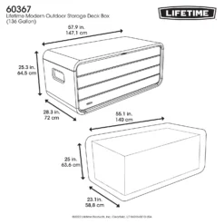 LIFETIME 515L Modern Outdoor Storage Deck Box - Rough-Cut Grey -Garden Furniture Store 13997405 1815000055325515