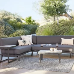 Heba Grey Metal Garden Corner Sofa Set