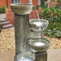 Stylish Fountain Ash Columns Water Feature With LEDs -Garden Furniture Store 14519359 4105047822611828
