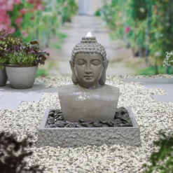 Stylish Fountain Lotus Buddha Water Feature With LEDs -Garden Furniture Store 14519362 1725047822576716