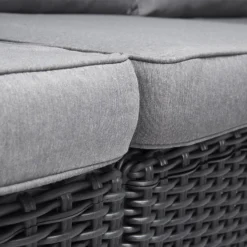 Keter California 2 Seater Outdoor Balcony Garden Furniture Chaise Lounge - Graphite With Grey Cushions -Garden Furniture Store 14539590 8855041802353971