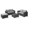Keter California 5 Seater Double Sofa Outdoor Garden Furniture Lounge Set - Graphite With Grey Cushions -Garden Furniture Store 14539597 9965041801566795